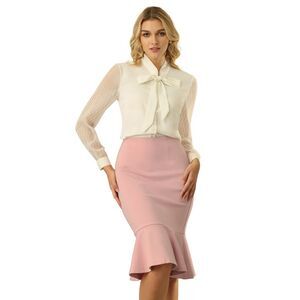 High Waist Office Work Bodycon Pencil Skirts Pink